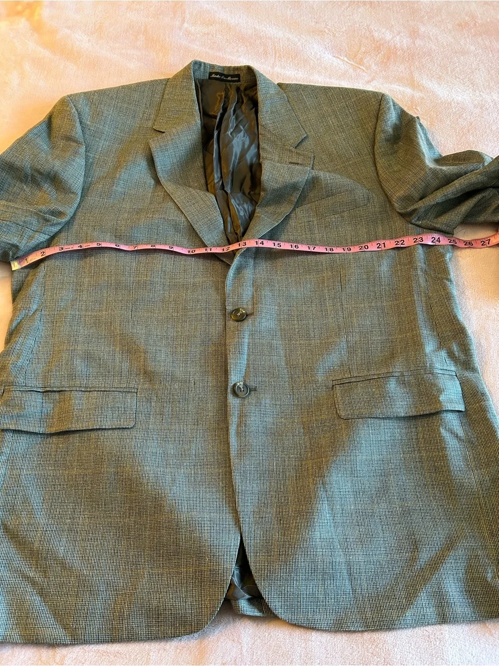 Lauren Ralph Lauren silk/wool blend men’s gray puppytooth print blazer size 46R